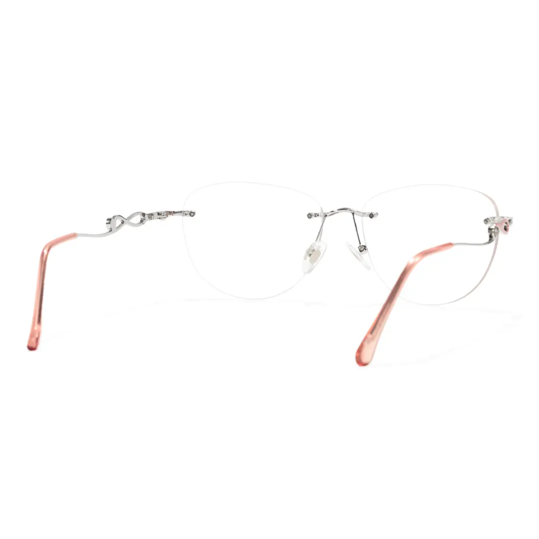 Back view of Aine cat eye metal eyeglasses CM0032603 in pink
