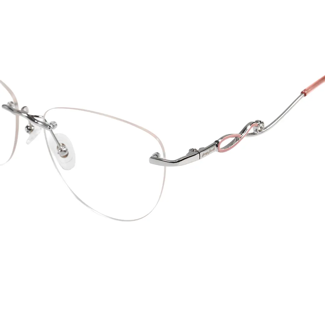 End piece detail of Aine cat eye metal eyeglasses CM0032603 in pink