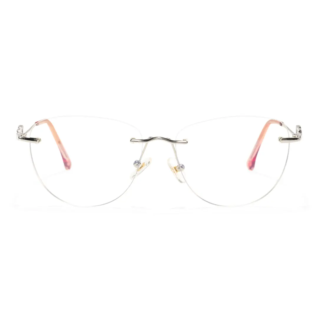 Front view of Aine cat eye metal eyeglasses CM0032603 in pink