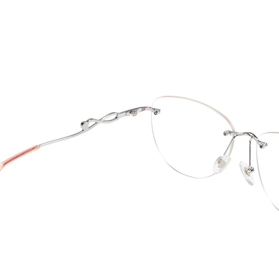Hinge detail of Aine cat eye metal eyeglasses CM0032603 in pink