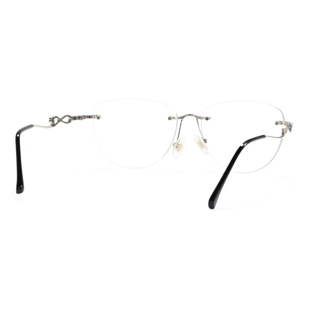 Back view of Aine cat eye metal eyeglasses CM0032603 in silver