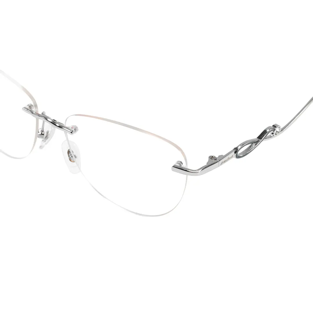 End piece detail of Aine cat eye metal eyeglasses CM0032603 in silver