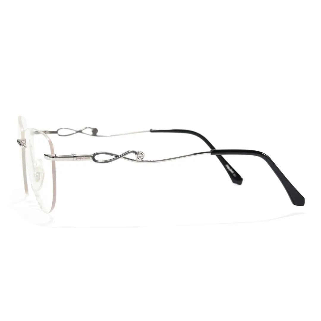 Side view of Aine cat eye metal eyeglasses CM0032603 in silver