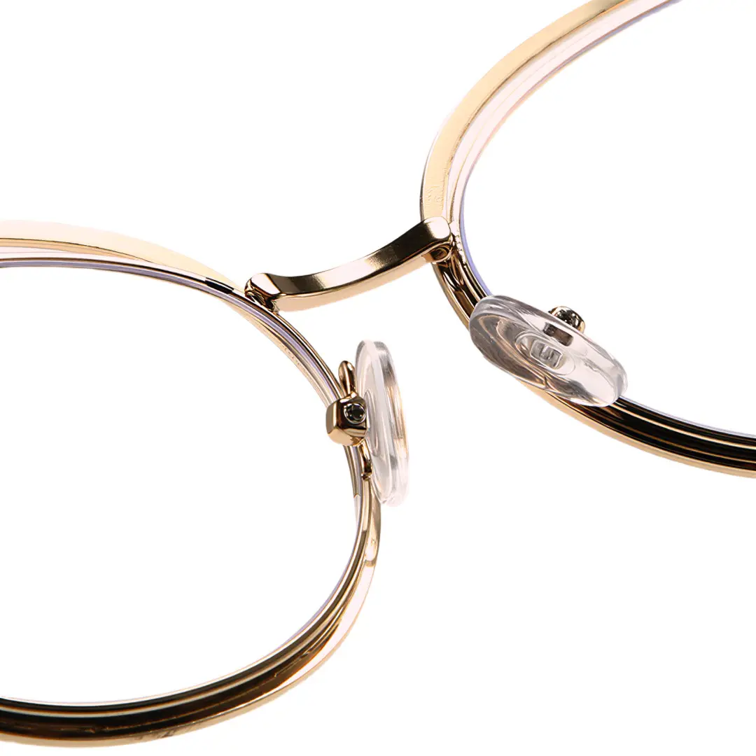 Adjustable nose pad detail of Adani cat eye metal eyeglasses CM0042408 in black