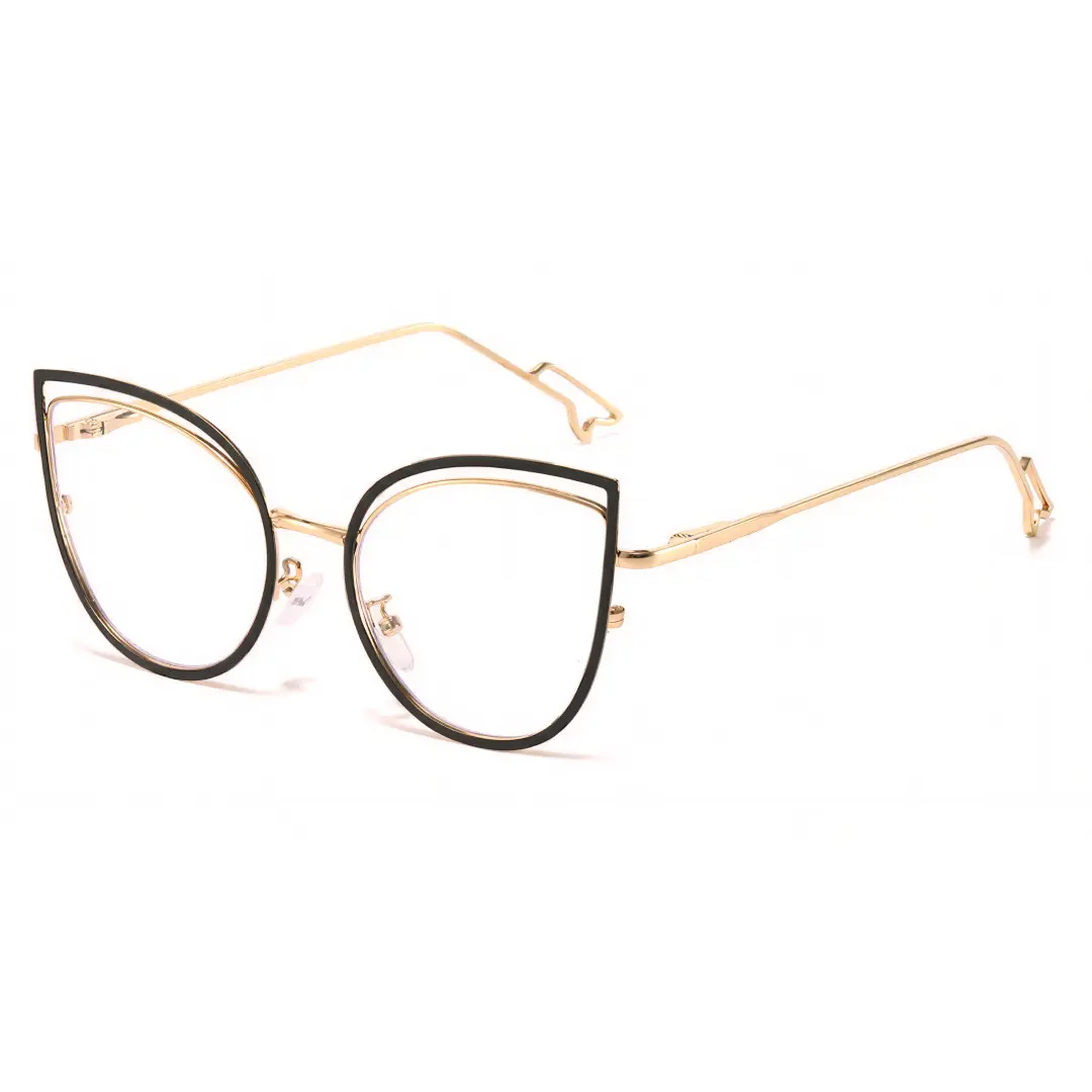 Angle view of Adani cat eye metal eyeglasses CM0042408 in black