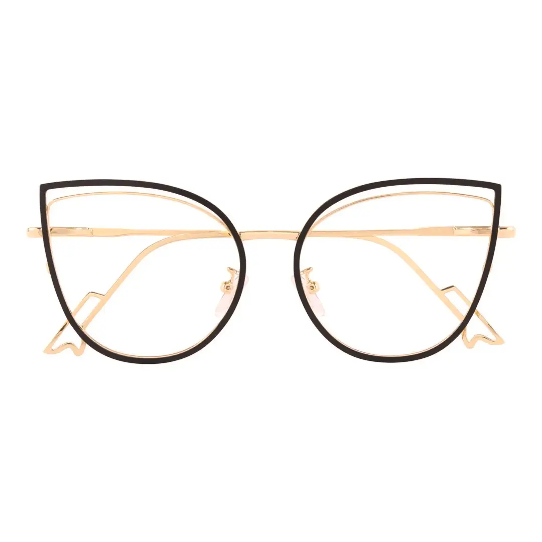 Front folded view of Adani cat eye metal eyeglasses CM0042408 in black