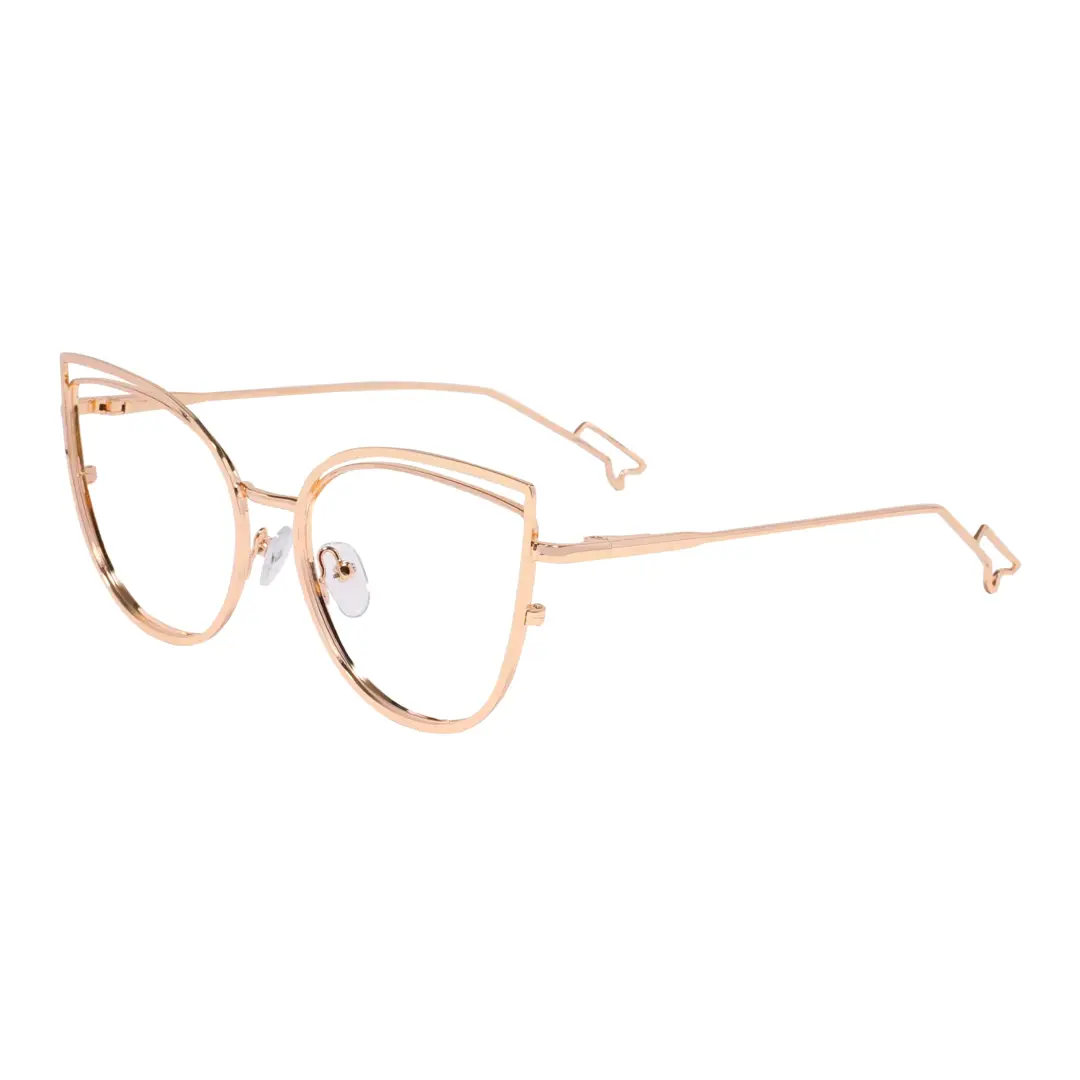 Angle view of Adani cat eye metal eyeglasses CM0042408 in gold