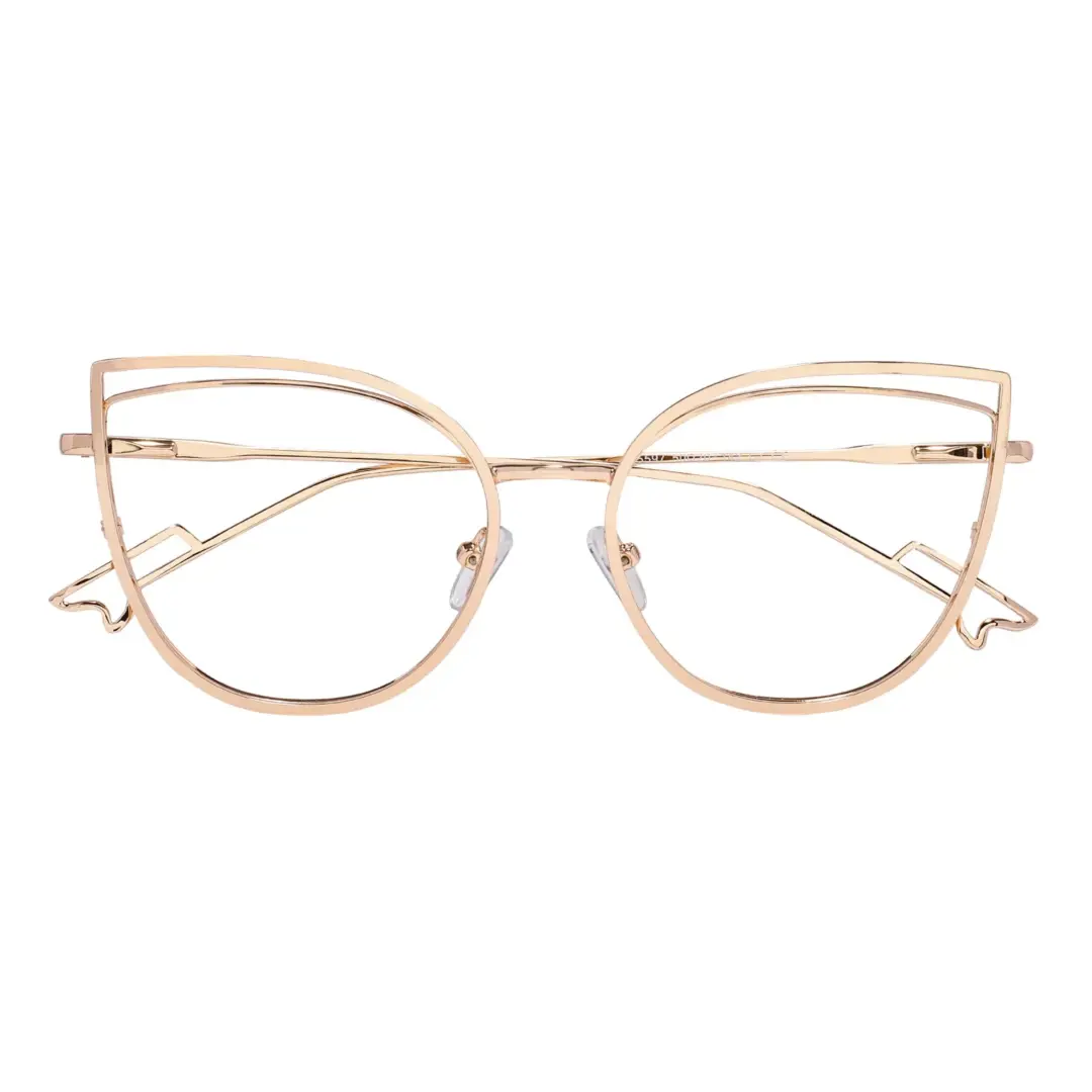Front folded view of Adani cat eye metal eyeglasses CM0042408 in gold