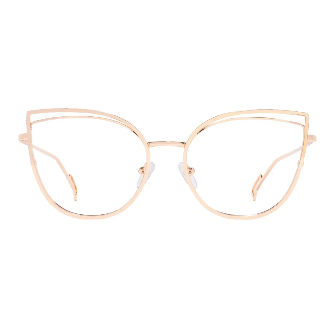 Front view of Adani cat eye metal eyeglasses CM0042408 in gold