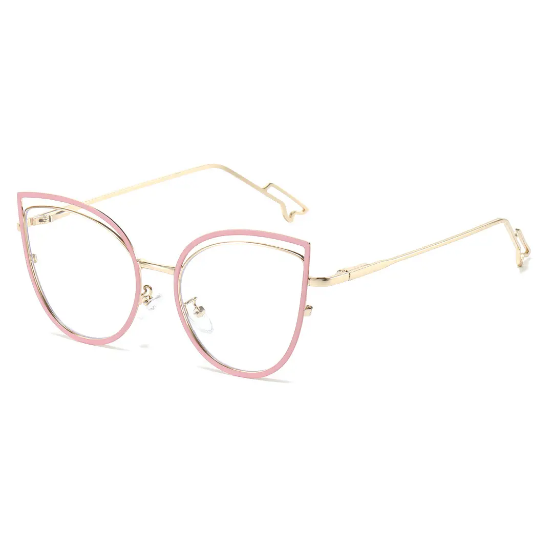 Angle view of Adani cat eye metal eyeglasses CM0042408 in pink