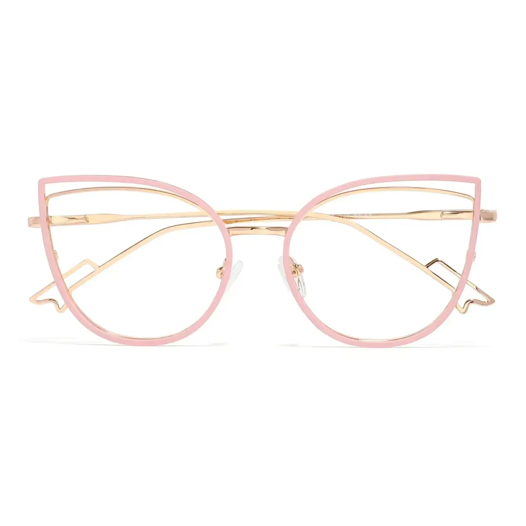 Front folded view of Adani cat eye metal eyeglasses CM0042408 in pink