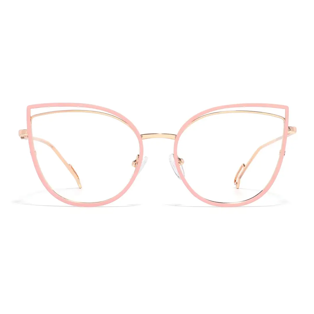 Front view of Adani cat eye metal eyeglasses CM0042408 in pink
