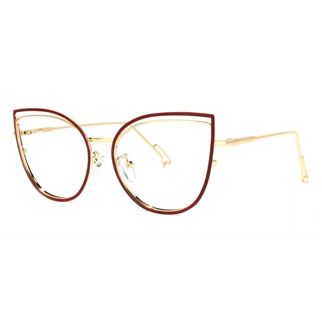 Angle view of Adani cat eye metal eyeglasses CM0042408 in red