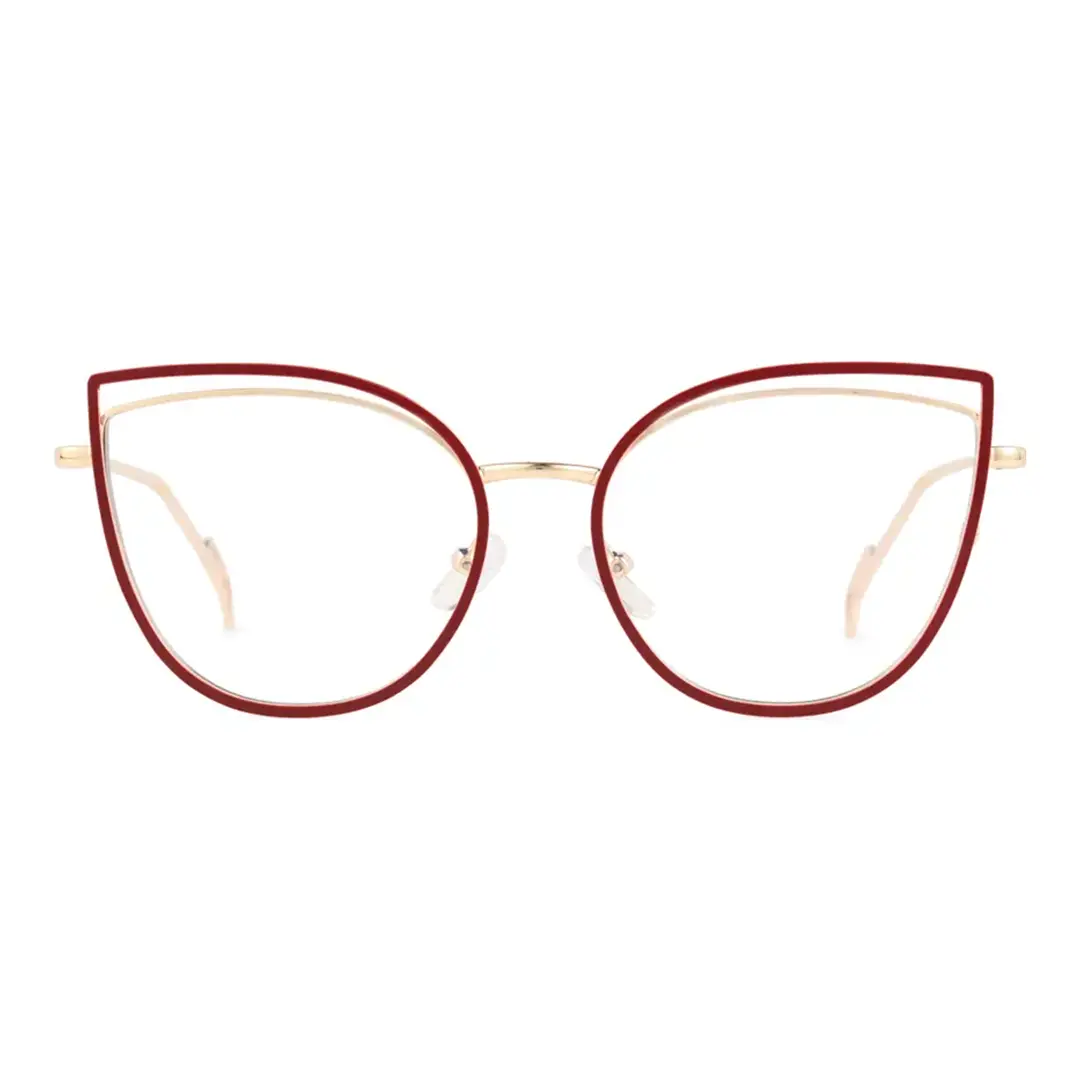 Front view of Adani cat eye metal eyeglasses CM0042408 in red