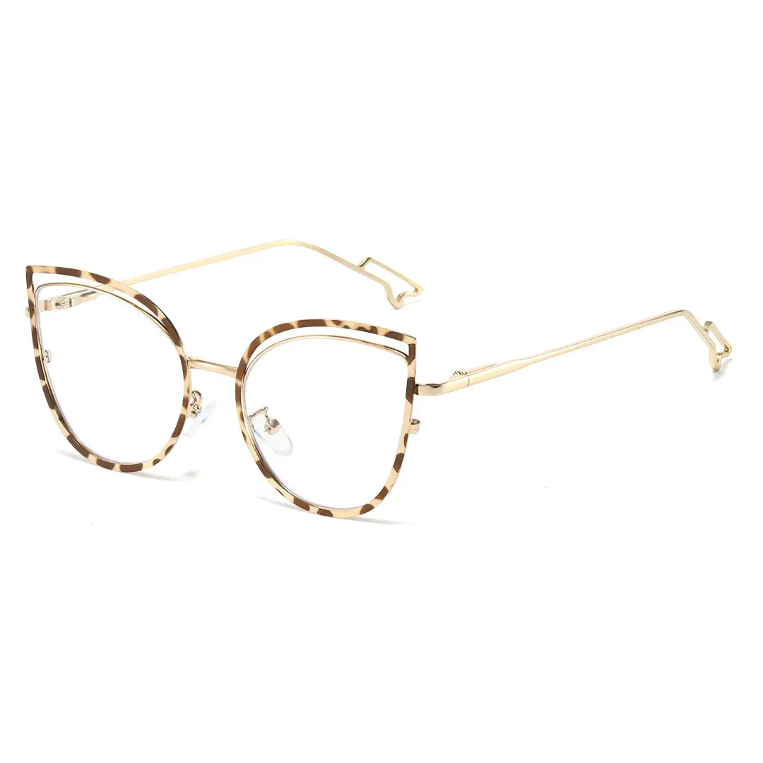 Angle view of Adani cat eye metal eyeglasses CM0042408 in tortoise