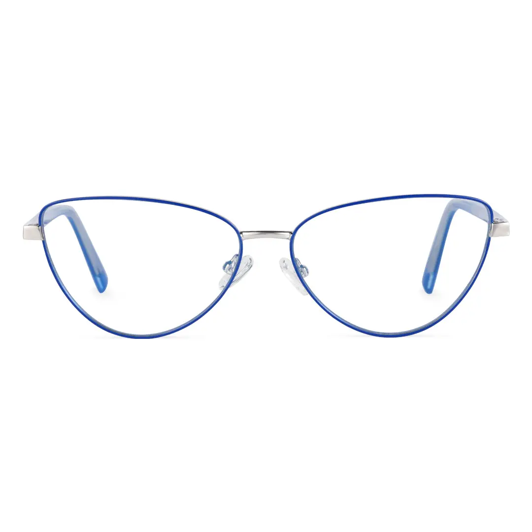 Front view of Ingrid cat eye metal eyeglasses CM0072208 in blue