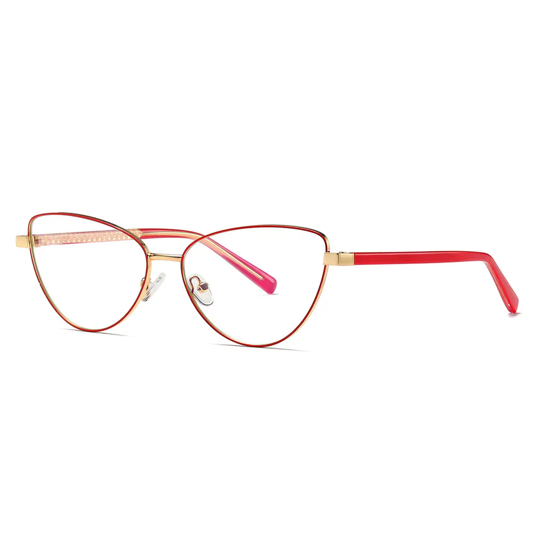 Angle view of Ingrid cat eye metal eyeglasses CM0072208 in red