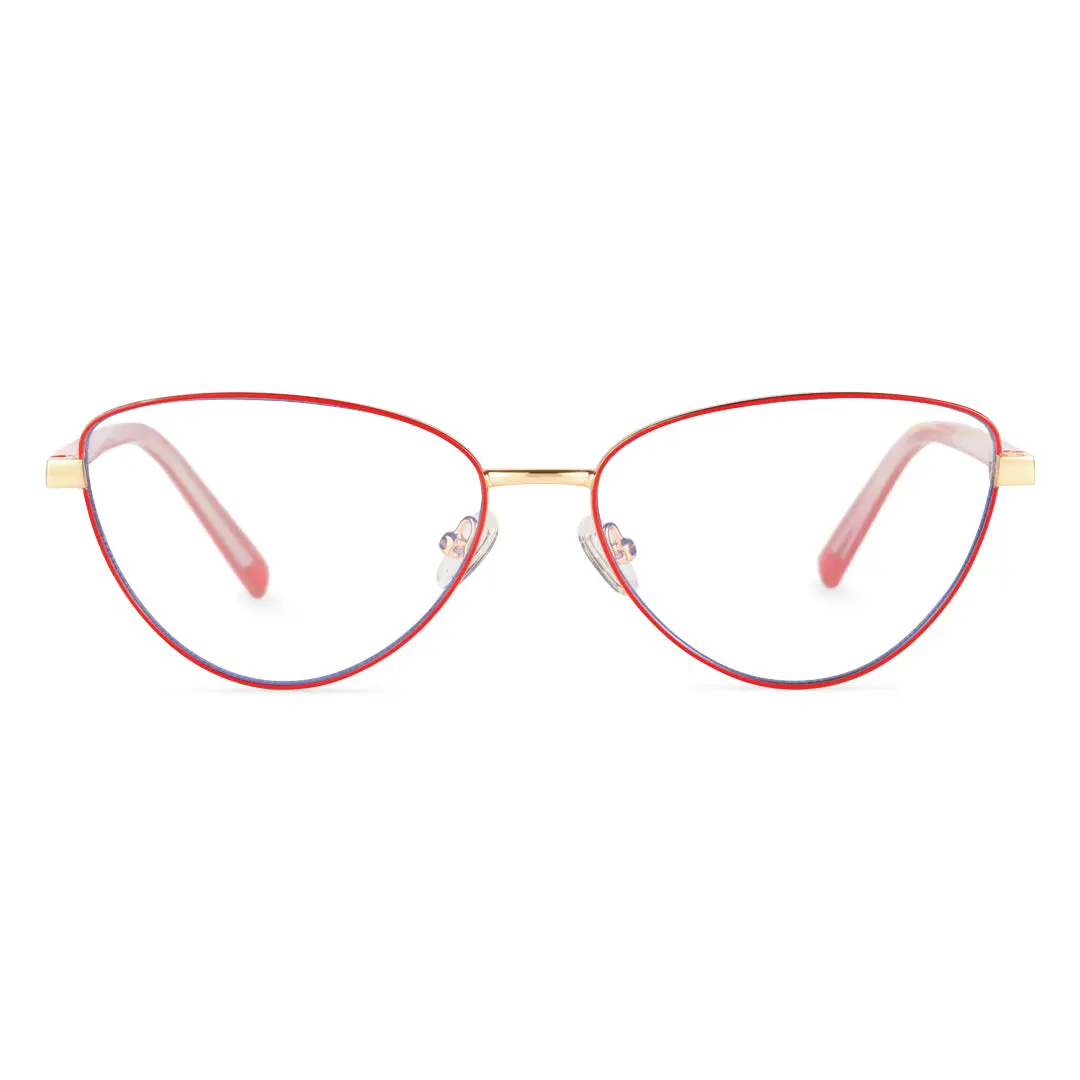 Front view of Ingrid cat eye metal eyeglasses CM0072208 in red