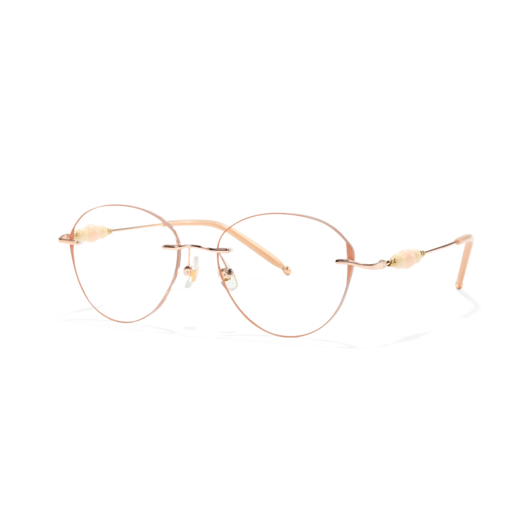 Angle view of Catty cat eye metal eyeglasses CM0172511 in pink