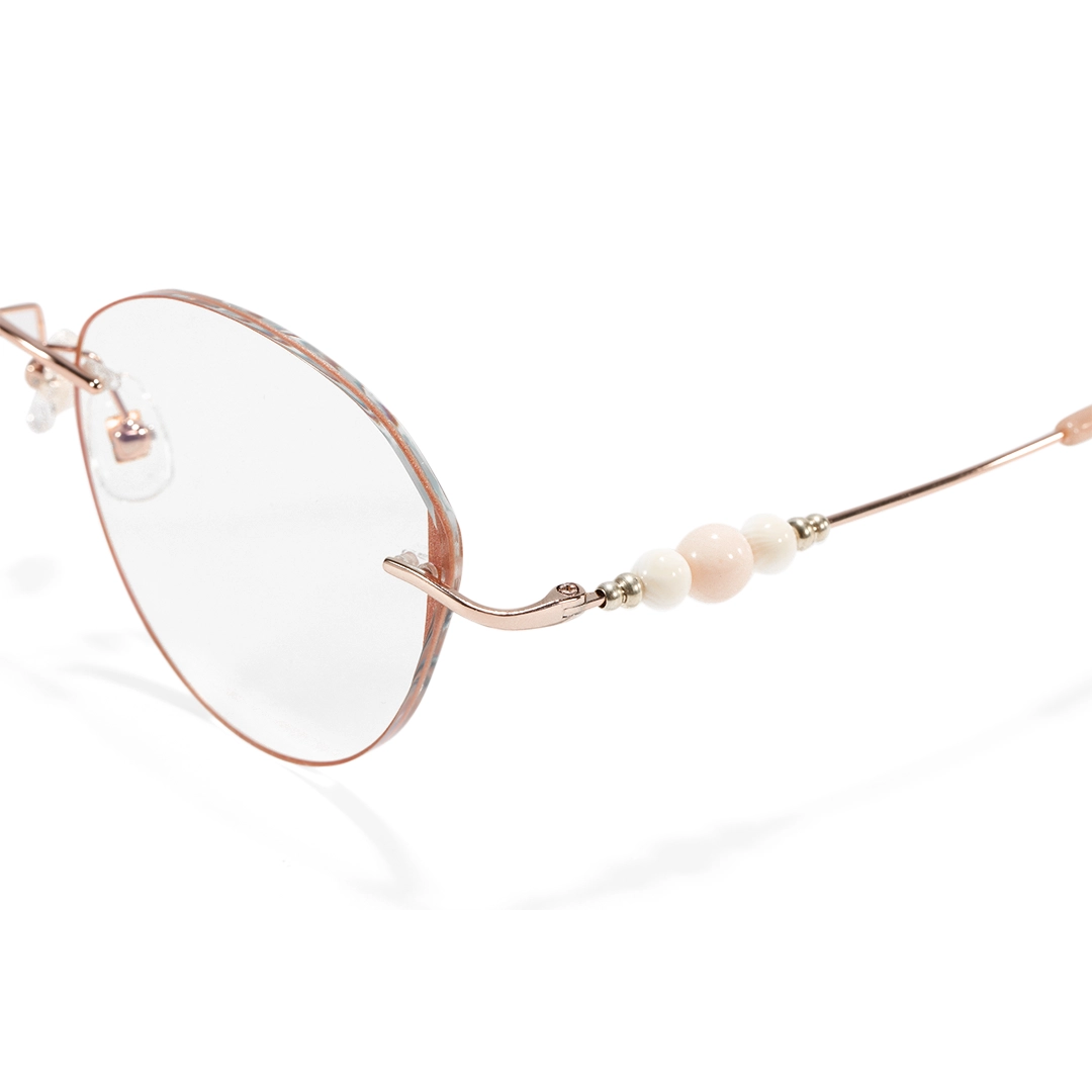 End piece detail of Catty cat eye metal eyeglasses CM0172511 in pink
