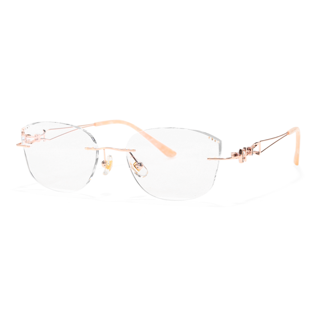 Angle view of Opal cat eye metal eyeglasses CM0182511 in clear