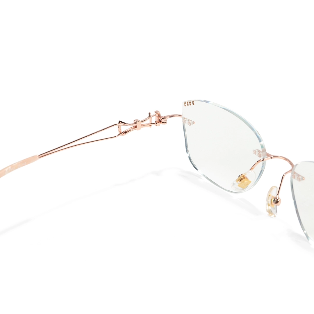 Temple detail of opal cat eye metal eyeglasses CM0182511 in clear