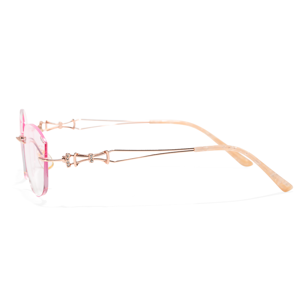 Side view of Opal cat eye metal eyeglasses CM0182511 in pink
