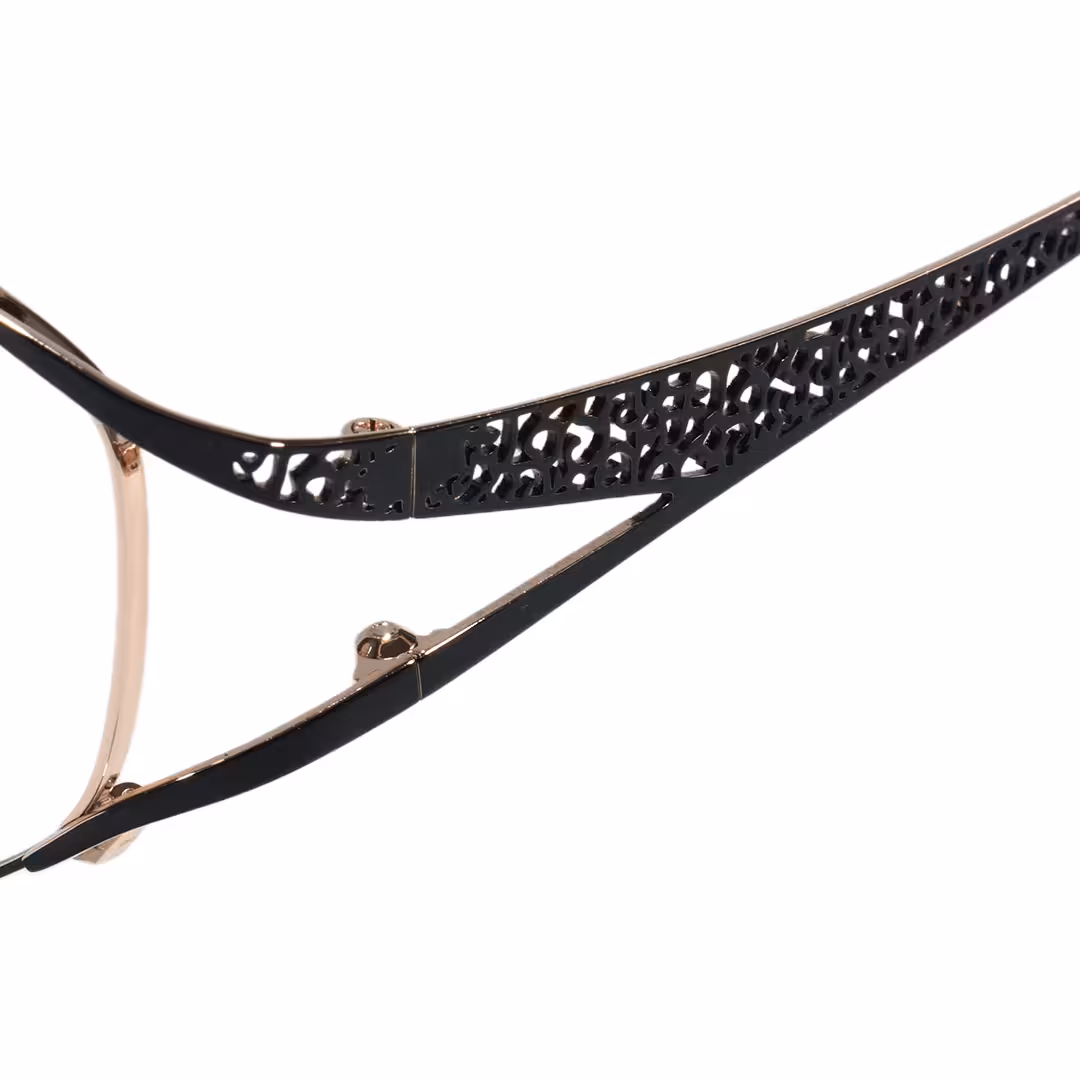 End piece detail of Ursula fashion cat eye metal eyeglasses CM0262605 in black