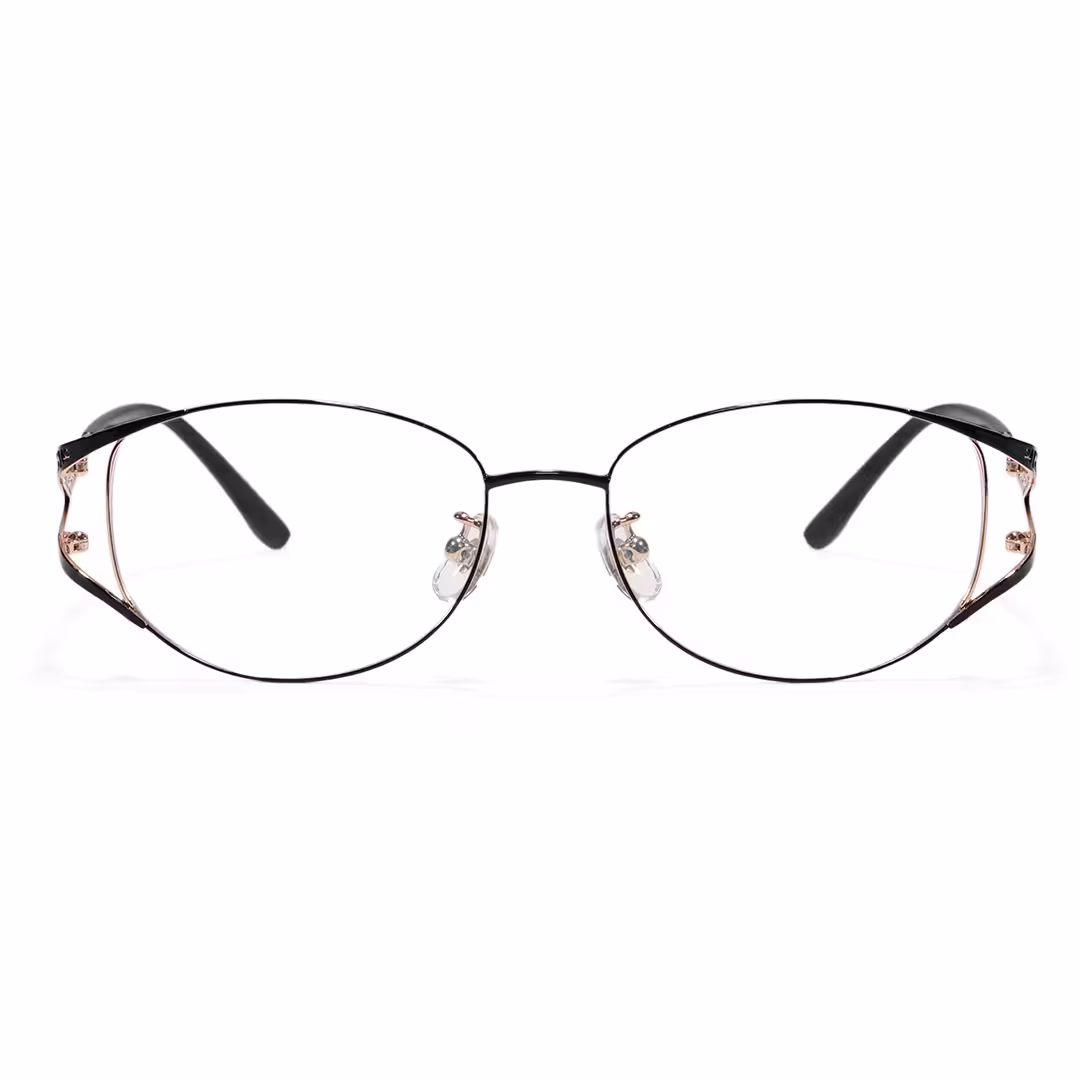 Front view of Ursula fashion cat eye metal eyeglasses CM0262605 in black