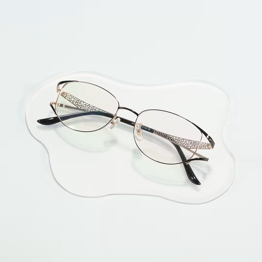 Scene view of Ursula fashion cat eye metal eyeglasses CM0262605 in black