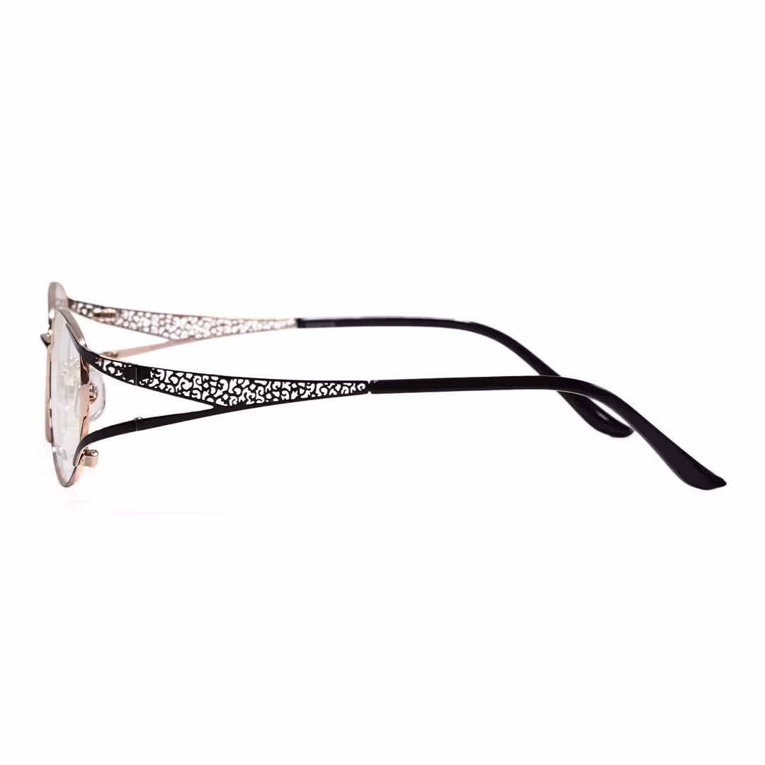 Side view of Ursula fashion cat eye metal eyeglasses CM0262605 in black