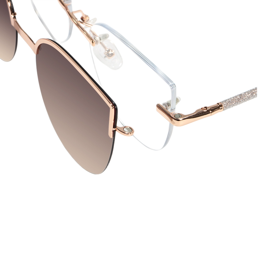 End piece detail of Mirel cat eye metal magnetic clip-on eyeglasses CM0272601 in gold