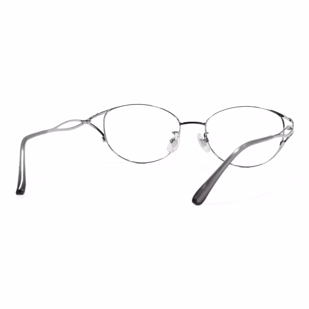 Back view of Vivia fashion cat eye metal eyeglasses CM0282605 in silver