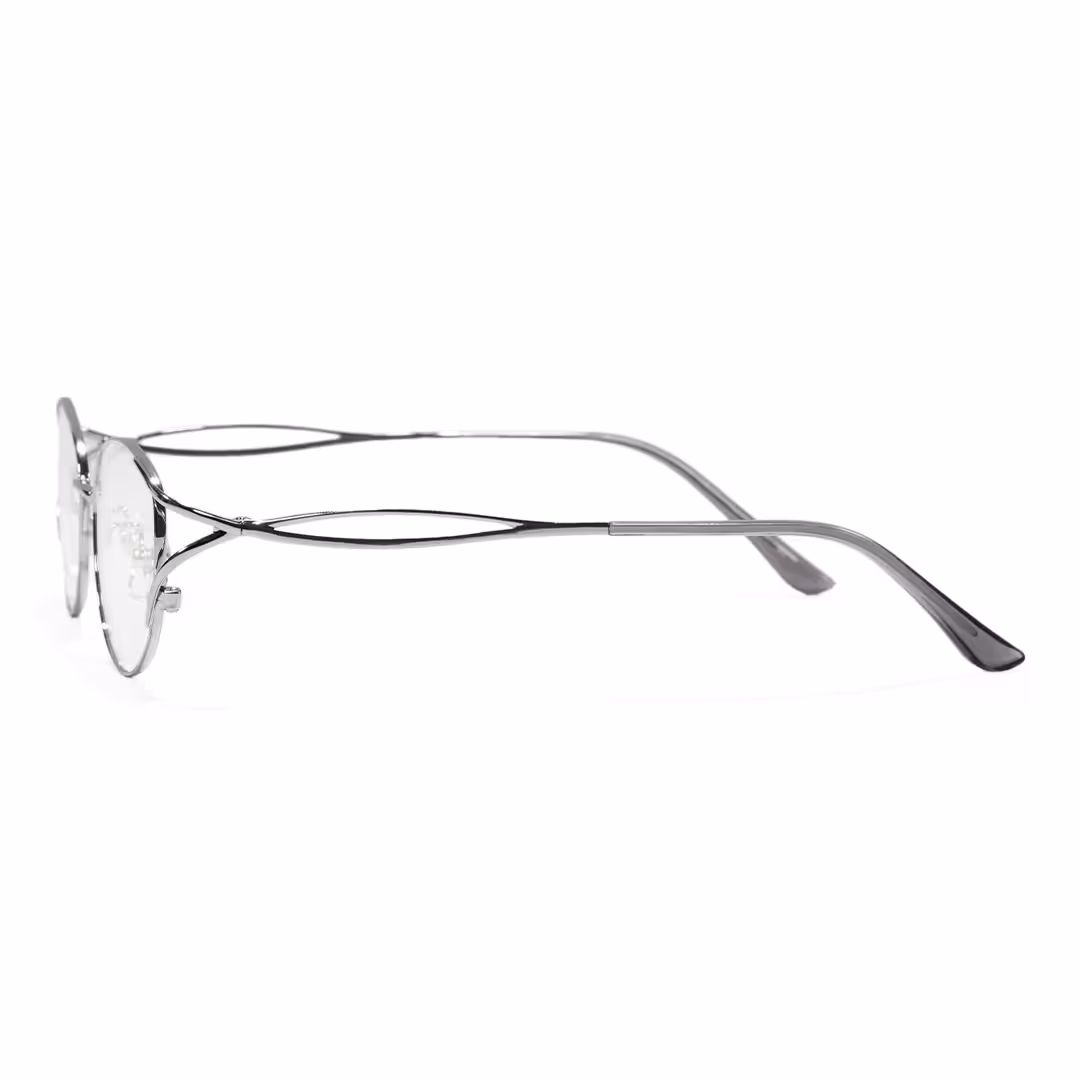 Side view of Vivia fashion cat eye metal eyeglasses CM0282605 in silver