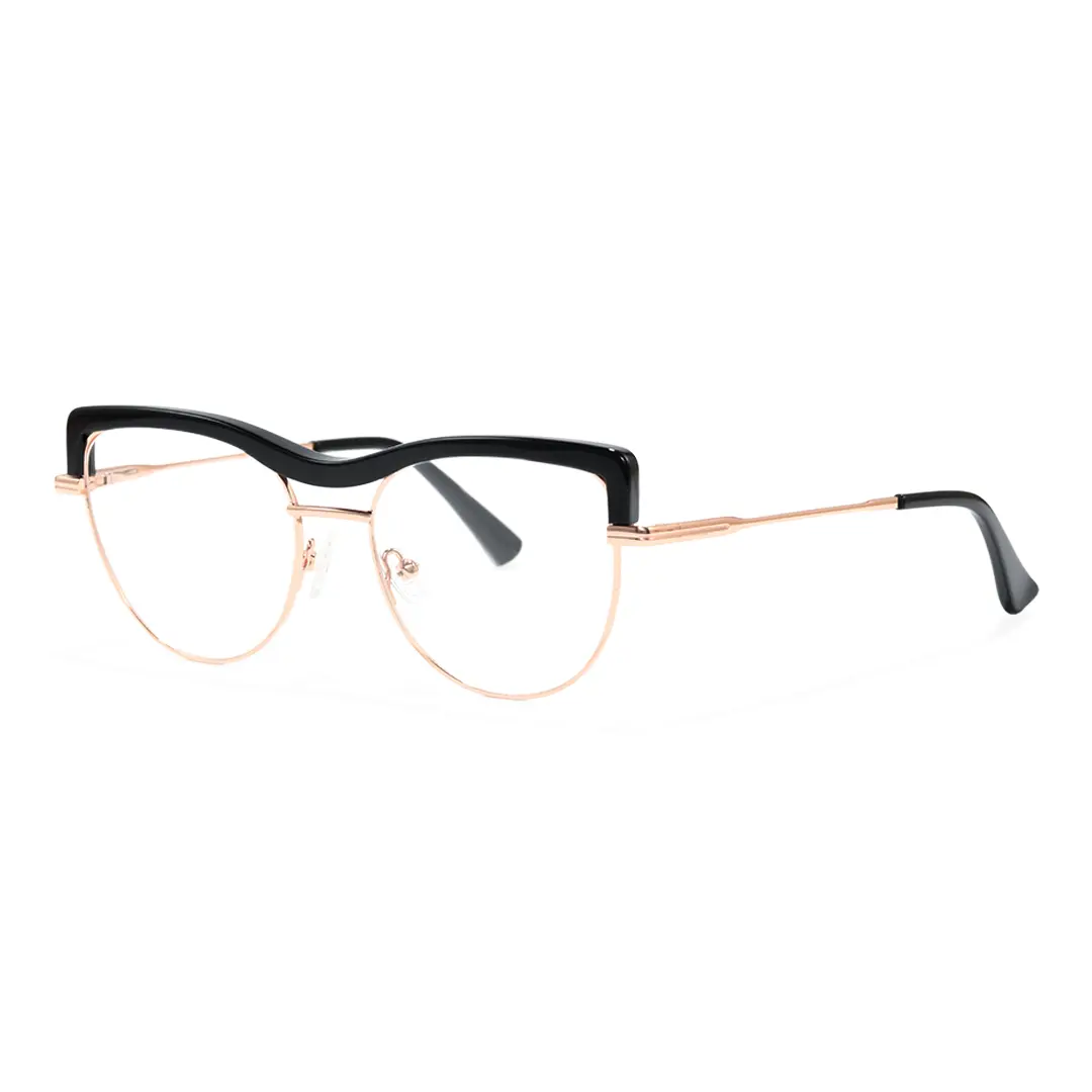 Angle view of Amaya vintage cat eye metal eyeglasses CM0402503 in black
