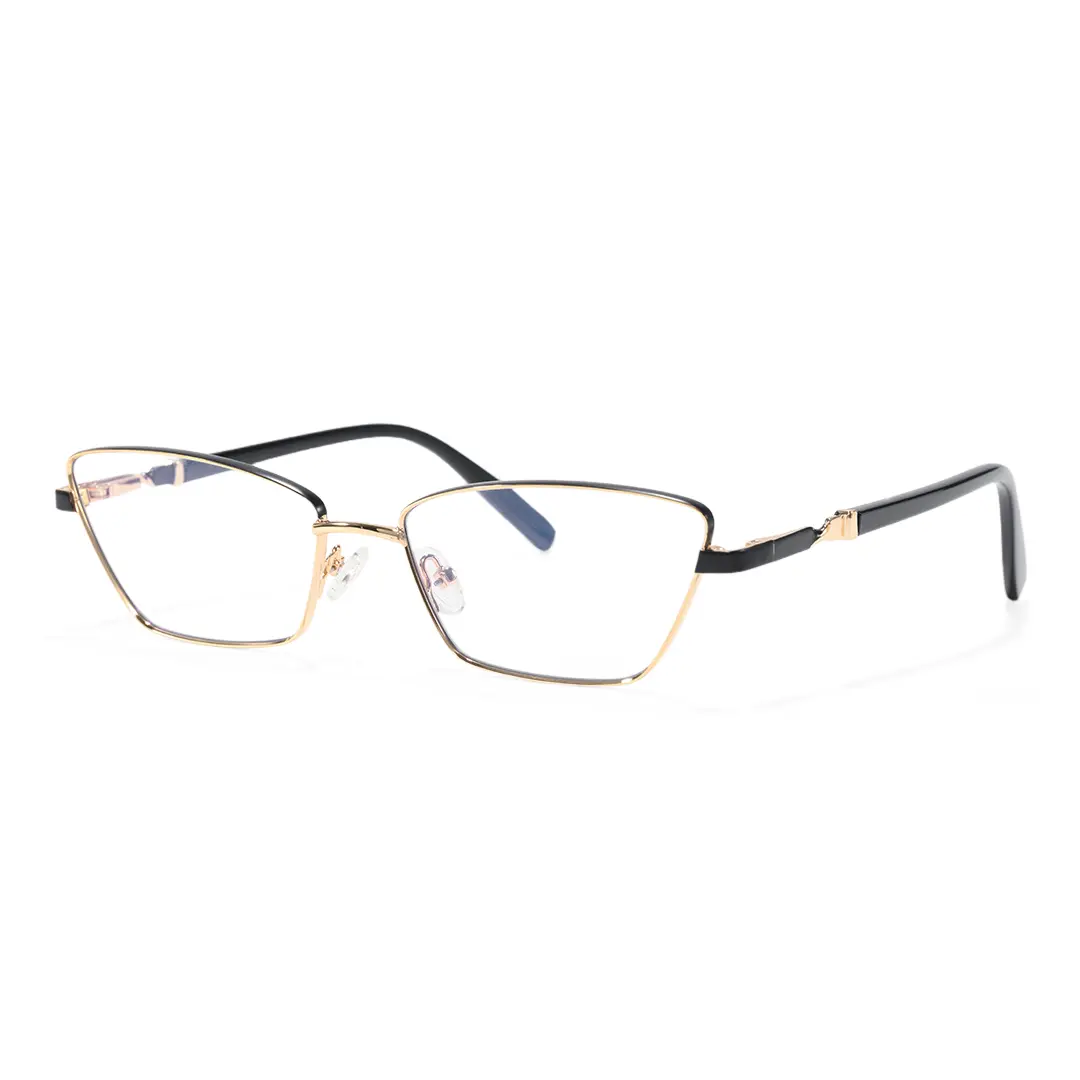 Angle view of Baey office siren cat eye metal eyeglasses CM0452302 in black
