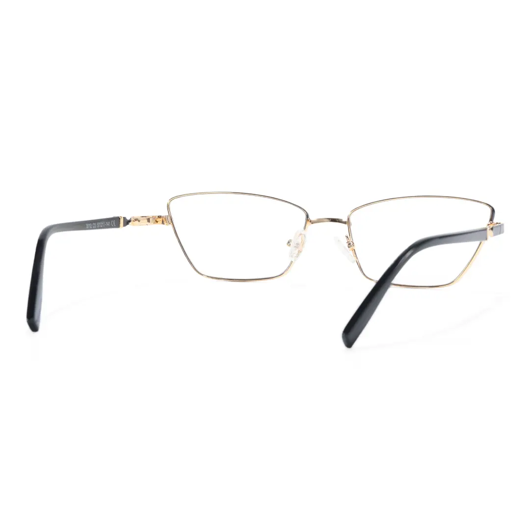 Back view of Baey office siren cat eye metal eyeglasses CM0452302 in black