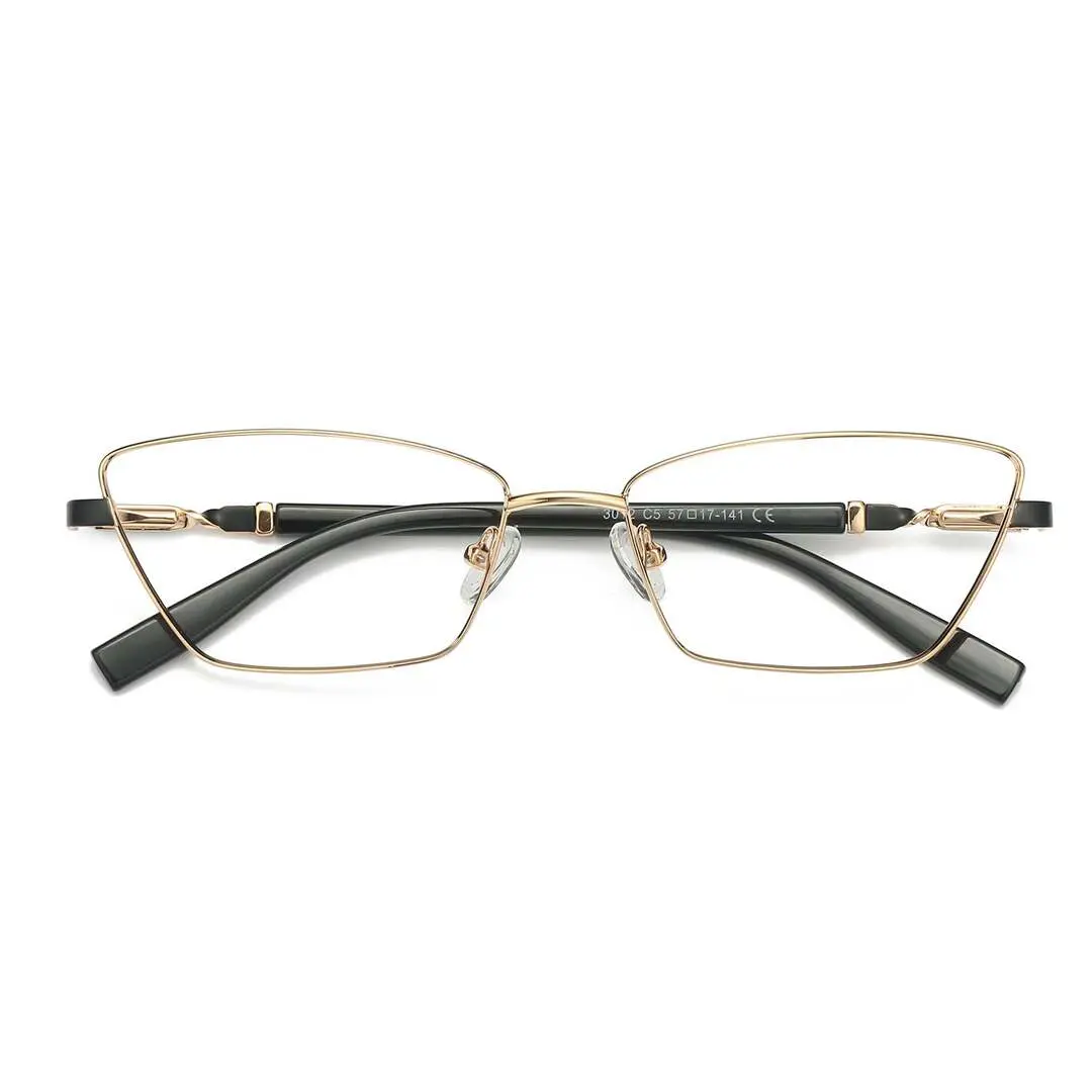 Front folded view of Baey office siren cat eye metal eyeglasses CM0452302 in black