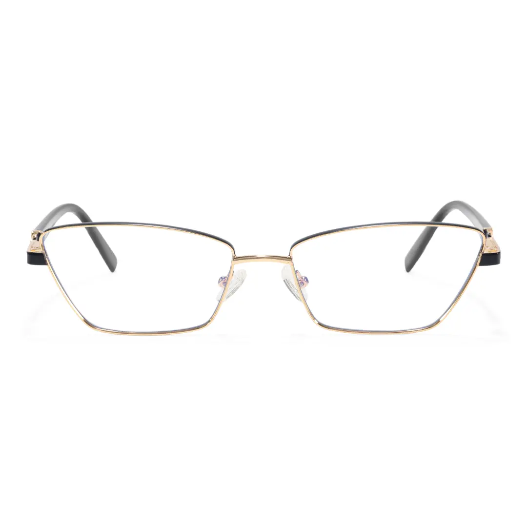 Front view of Baey office siren cat eye metal eyeglasses CM0452302 in black