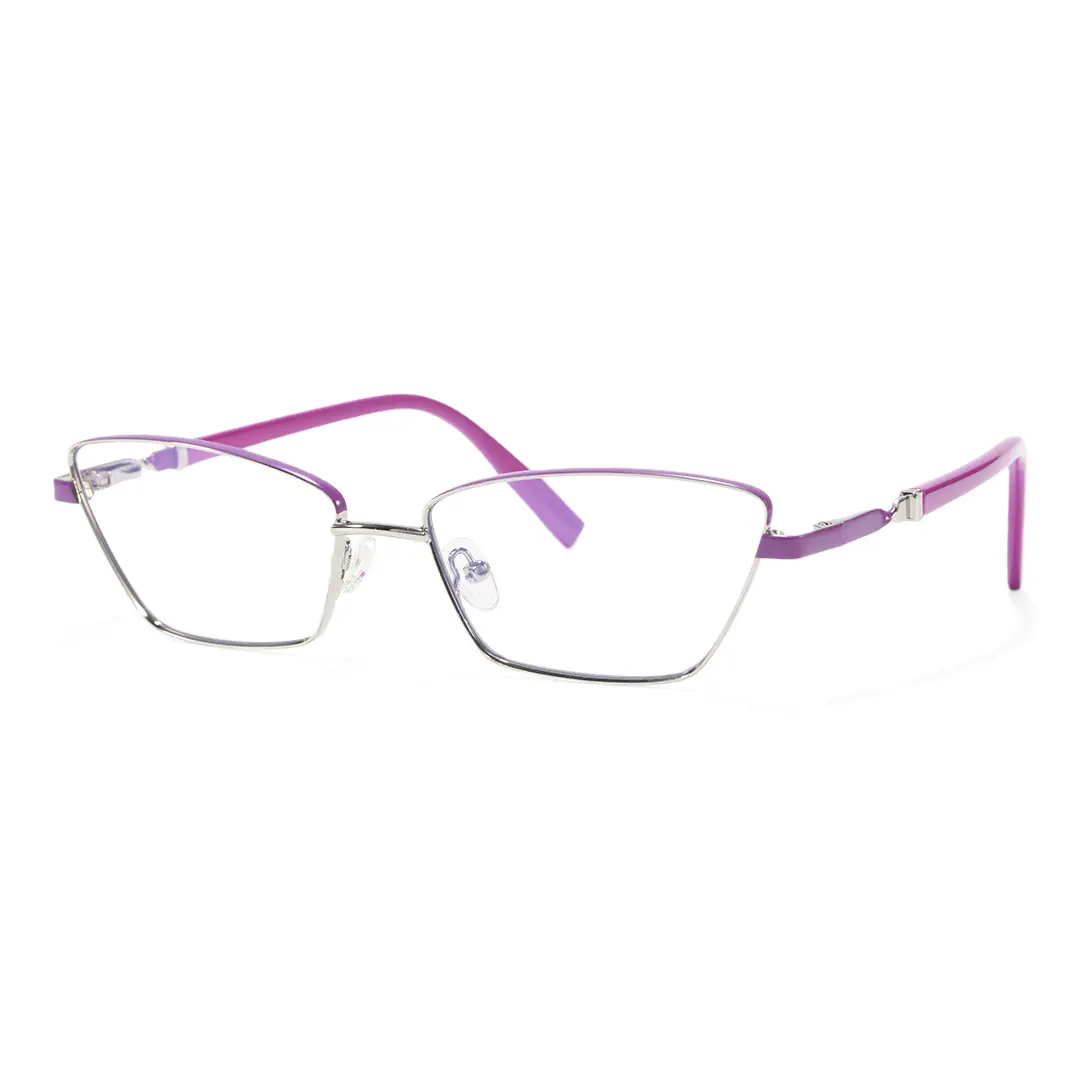 Angle view of Baey office siren cat eye metal eyeglasses CM0452302 in purple