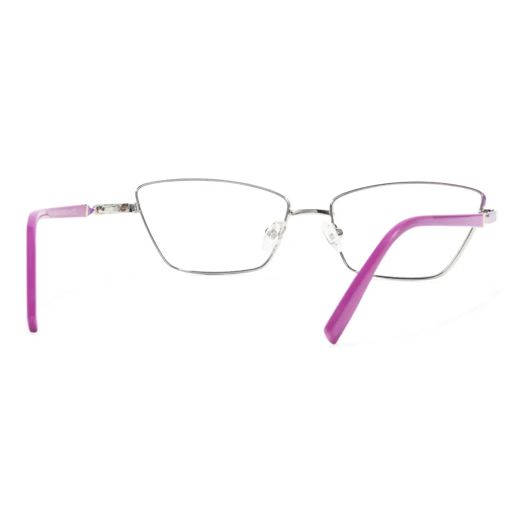 Back view of Baey office siren cat eye metal eyeglasses CM0452302 in purple
