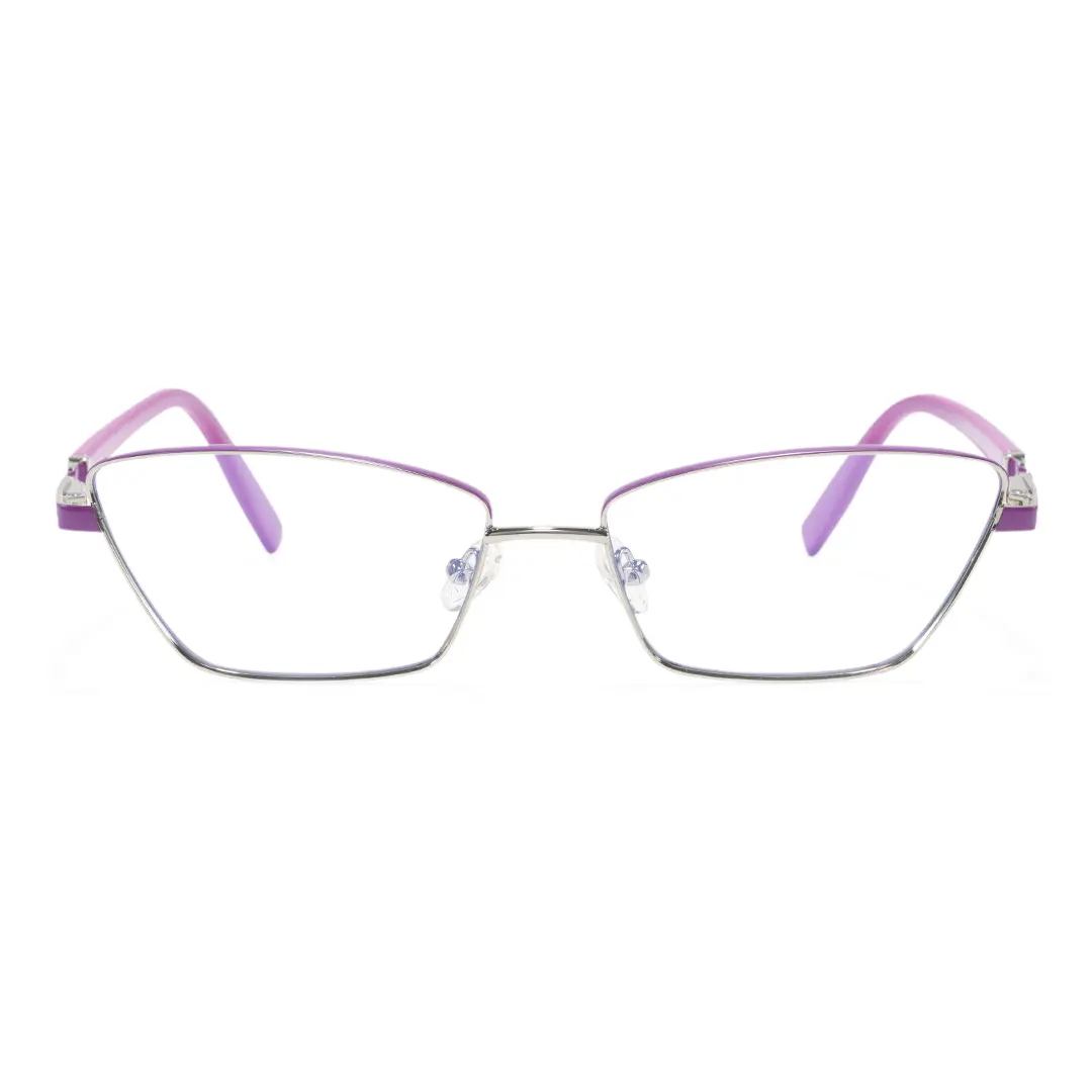 Front view of Baey office siren cat eye metal eyeglasses CM0452302 in purple