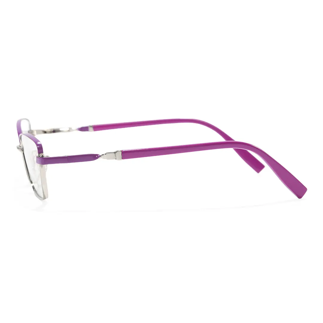 Side view of Baey office siren cat eye metal eyeglasses CM0452302 in purple