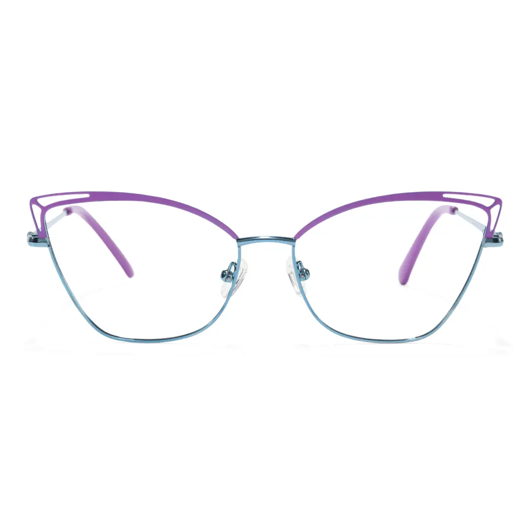 Front view of Ngin colorful cat eye metal eyeglasses in purple. SPU: CM0482302