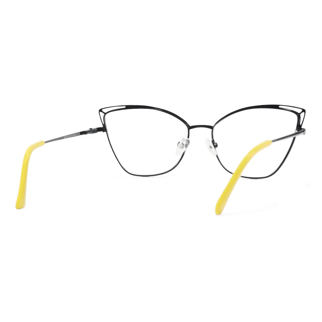 Back view of Ngin cat eye metal eyeglasses CM0482302 in yellow