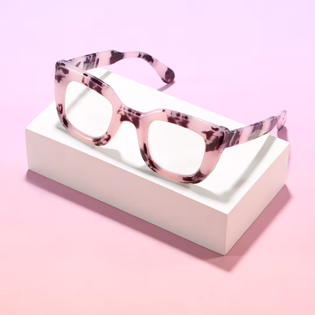 Scene view of Cohen cat eye pc eyeglasses in light pink. SPU: CP0012403