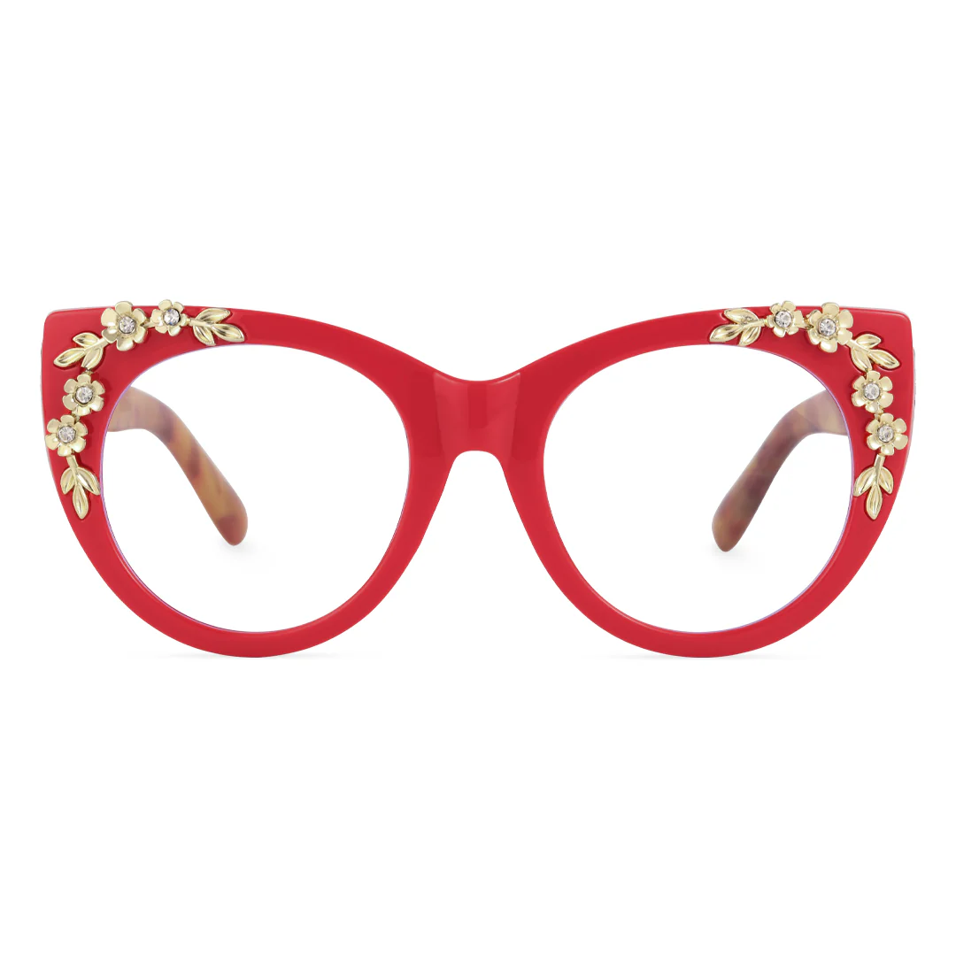 Front view of Karina cat eye pc eyeglasses CP0012407 in red
