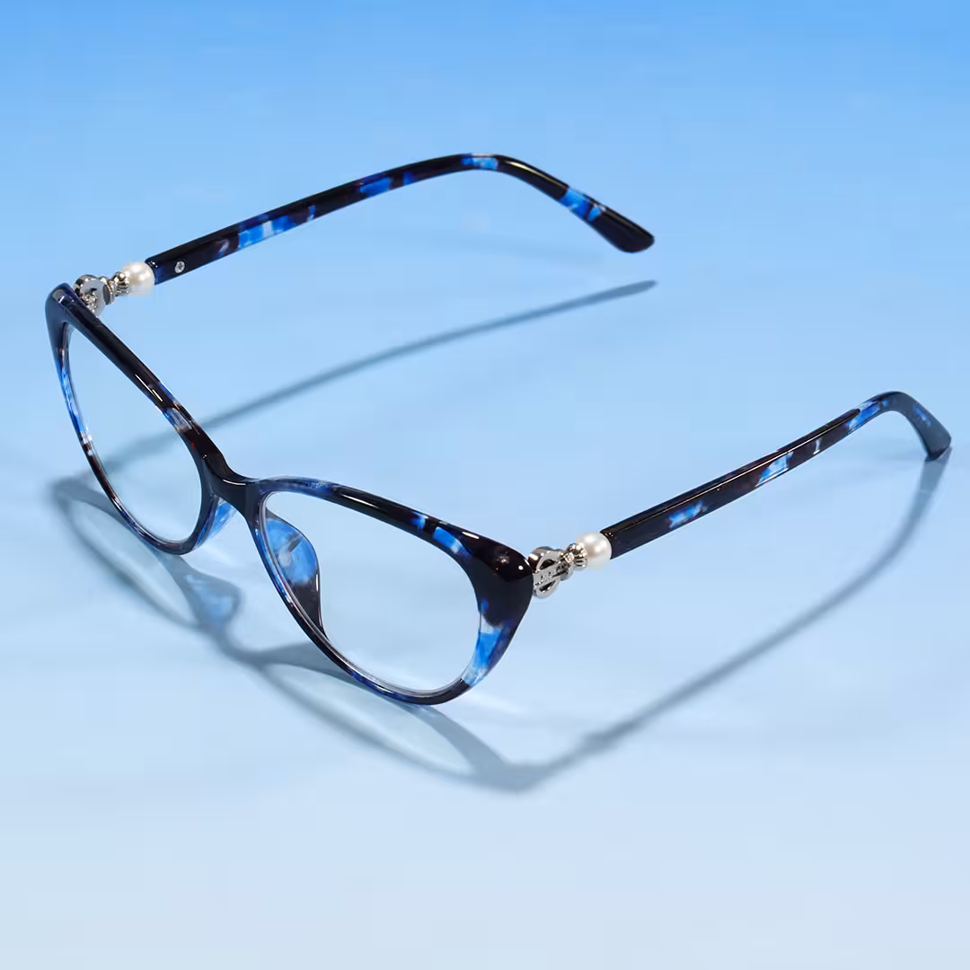 Scene view of Jena cat eye pc eyeglasses in blue. SPU: CP0022503