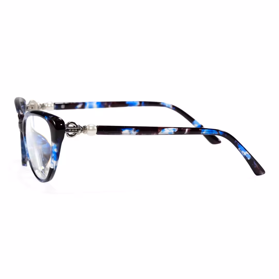 Side view of Jena cat eye pc eyeglasses in blue. SPU: CP0022503