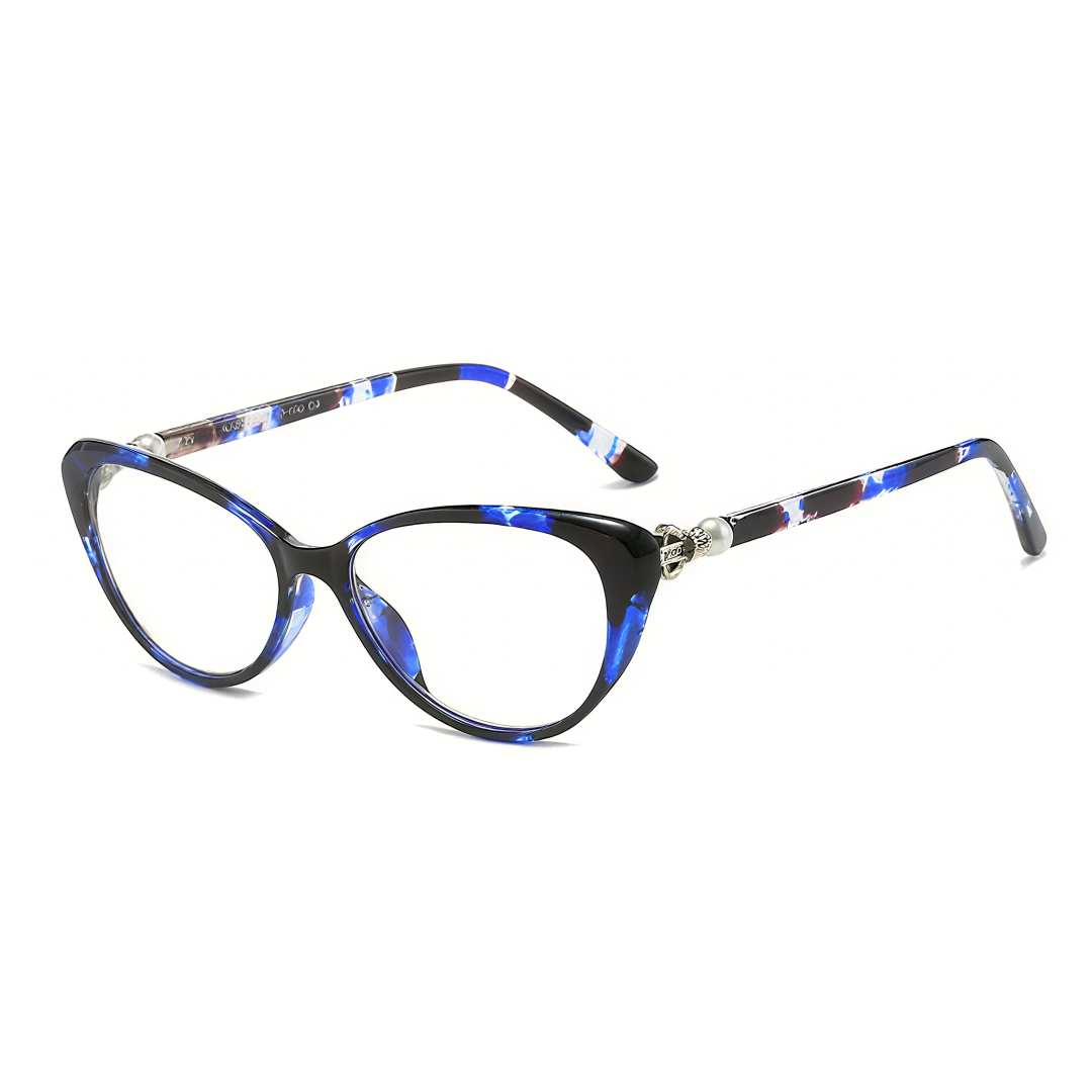 Angle view of Jena vintage cat eye pc eyeglasses CP0022503 in blue